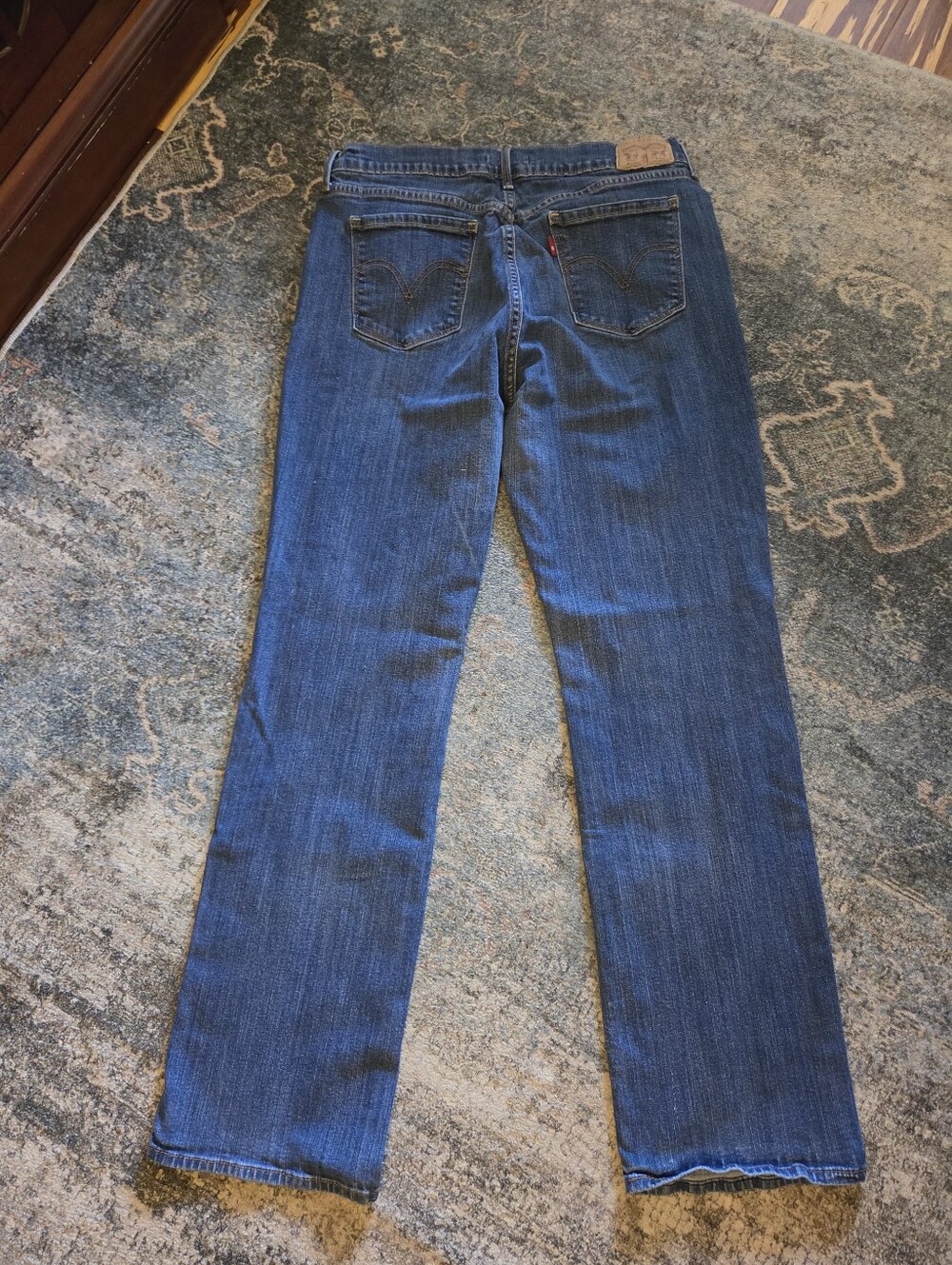 Levi's 505 Straight Leg Jeans Women's Size 12 Dark Wash Stretch Blue Denim - Picture 2 of 4